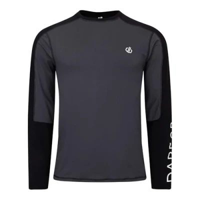 Image of Dare2B Mens Exchange III Thermal Baselayer Top with Advanced Q WIC+ Technology, Perfect for Wintersports &amp; Outdoors Black Grey