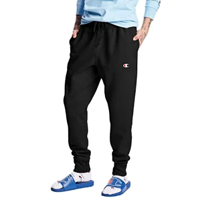 Image of Champion Men&#039;s Reverse Weave Jogger Sweatpants, Black/C Logo, Small