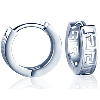 Image of Yumilok Jewelry 925 Sterling Silver Labyrinth Maze Hoops Creole Hypoallergenic Earrings for Women/Ladies/Girls