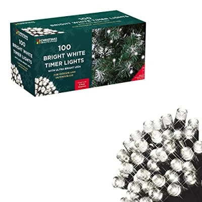 Image of Christmas Workshop 100 LED Battery Operated Timer Lights White