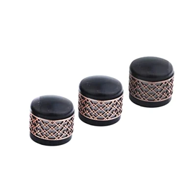 Image of Guyker 3Pcs Ebony Potentiometer Control Knobs Dia. 6mm (0.24&quot;) Shaft Pots Window Decorations Around Dome Speed Tone Volume Knob Guitar Bass Antique Gold