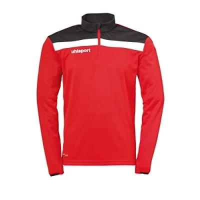 Image of Uhlsport Offense 23 1/4 Zip Top Children&#039;s Sweatshirt Red/Black/White, 128