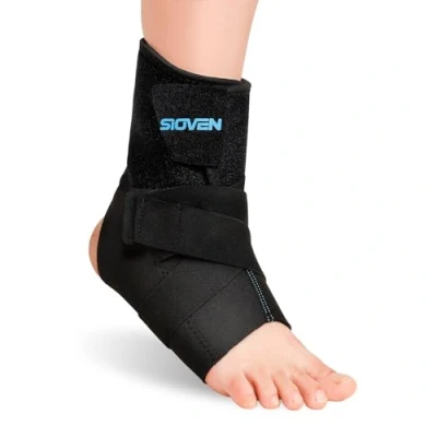 Image of Sioven Ankle Support Adjustable Brace Wrap Strap for Sprained Ankle, Sports Protect, Plantar Fasciitis, Achilles tendonitis, Ligament damage, Injury Recovery (L)