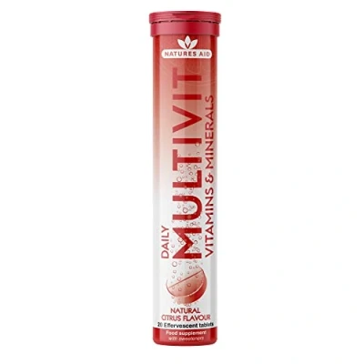 Image of Natures Aid Daily Multivitamin Effervescent, Natural Citrus Flavour, 20 Tablets