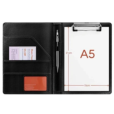 Image of A5 Folder Clipboard Conference Portfolio Pad Foldover (Black)