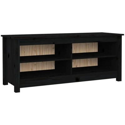 Image of vidaXL Shoe Bench Black 110x38x45.5 cm Solid Wood Pine