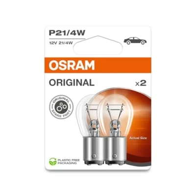 Image of OSRAM ORIGINAL LINE 12V, P21/4W, signal lamp, Metal Base, Double Blister, (2 lamps)