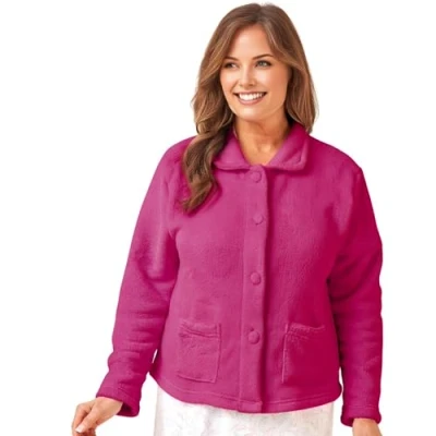 Image of INSIGNIA Womens Luxury Supersoft Fleece Bed Jackets Short Gowns Tops (UK, Numeric, 24, 26, Regular, Raspberry)