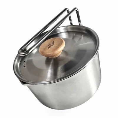 Image of VÅRDKAS Stainless Steel Camping Kettle &amp; Saucepan Set Camp Cookware Pot with Lid Handle Lightweight, Portable, Outdoor, Backpacking, Bushcraft Hiking Equipment