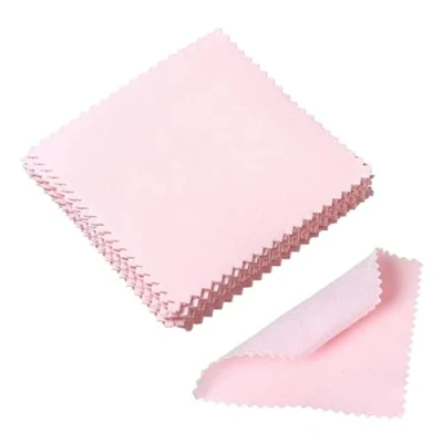 Image of 10 Pcs Silver Jewelry Cleaning Cloth, Pink Double Sided Polishing Cloths Wipe for Pearl Gold Platinum and
