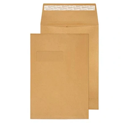 Image of Blake Avant Garde C4 324 x 229 25 mm 140 gsm Heavyweight Extra Strong Peel &amp; Seal Gusset Window Pocket Envelopes (AG0054) Cream Manilla Pack of 100