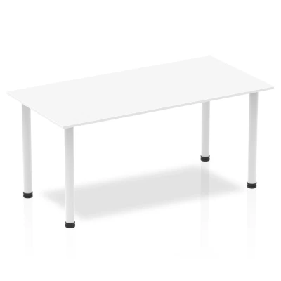 Image of Impulse 1600mm Straight Table White Top Post Leg