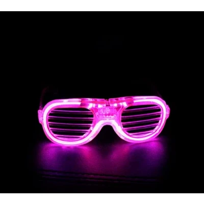 Image of ausuky LED Shutter Shades Flashing Glasses Rave Club Party Fancy Dress Light Up (Pink)