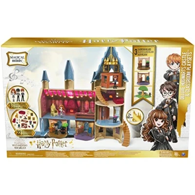 Image of Wizarding World, Magical Minis Amazon Exclusive Deluxe Hogwarts Castle and 3 Classroom Playsets with 22 Accessories, Figures, Lights Sounds (Only Available On Amazon)
