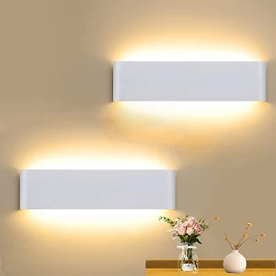 Image of CANMEIJIA 2 Pack LED Wall Lights Indoor 41CM, 16W Lamp 3000K Warm Light Up and Down Aluminum Modern Style for Bedroom Bathroom Living Room Hallway Kitchen Corridor Stairs (White)…