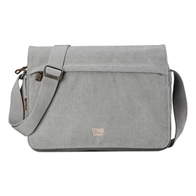 Image of Troop London TRP0241 Classic Canvas Messenger Bag Ash Grey