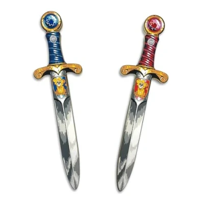 Image of Liontouch Mini Lion Toy Swords For 2 Kids, Blue &amp; Red Medieval Pocket Daggers With Gemstone Pretend Play In Foam Safe Weapons Knight Costume Accessories Toddler Boys’ Dress Up Cosplay