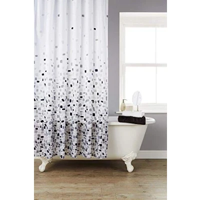 Image of KAV Polyester Fabric Shower Mould and Mildew Resistant Curtain 180 x cm (71 71 Inch) Tiles Patterned (Choose Colour from Drop Down menu) (Blue Mosaic, 1), Measures