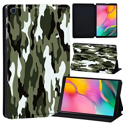 Image of Printed Leather slim lightweight Stand Cover Case for Samsung Galaxy Tab A 10.1 2019 (Model: SM T510 T515), with Function (Black) (urban camouflage)