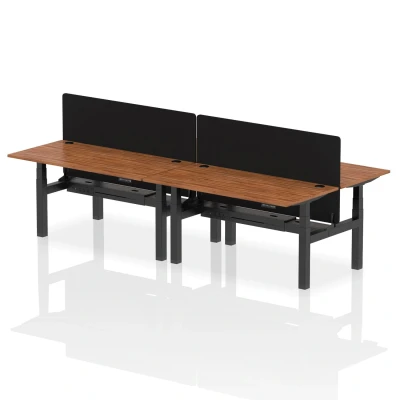 Image of Air B2B 1600x800mm Adjustable 4P Bench Desk CP Walnut/Black + Screen