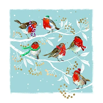 Image of GBCC Ling Design Pack of 6 Artistic Charity Christmas Cards &#039;Festive Robins&#039; 1 Illustrated From The Great British Card Company, 141 x mm