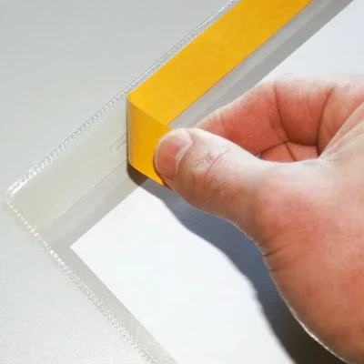 Image of Beaverswood Self Adhesive Industrial Strength Document Pockets A5 Horizontal Clear Pack of 10