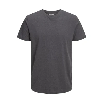 Image of JACK &amp; JONES Men&#039;s Jjeorganic Melange Tee SS O Neck Noos T Shirt, Dark Grey Blend, S