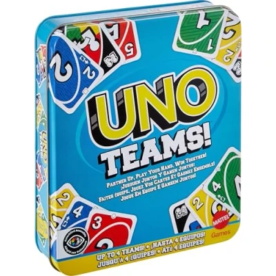 Image of Mattel Games UNO Teams Card Game for Kids, Adults &amp; Family Night, Parties Travel With Special Rules to Play in of Two, JDM40
