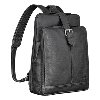 Image of STILORD &#039;Rena&#039; Leather Backpack Womens Vintage with Laptop Compartment Rucksack for Women Business Ladies Leather, Colour:Black