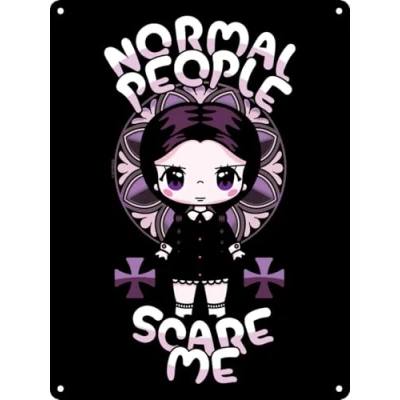 Image of Mio Moon Normal People Scare Me Mini Tin Sign Black 15x20cm