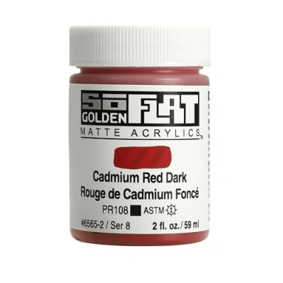 Image of Golden SoFlat Matte Acrylic Paint, 2oz jar, Cadmium Red Dark (6565 2)
