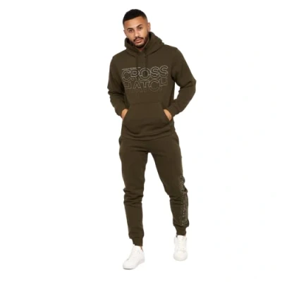 Image of Crosshatch Mens Full Tracksuits Jogging Bottoms Gym Sweat Suits Hooded Set Sport Jacket Pant(L/KILLIAN IVY/GREEN)
