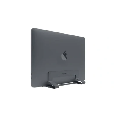 Image of Macally VCSTAND Space Saving and Stylish Steel Stand for MacBook, MacBook Air, Pro any Laptop between .63 1.19/1.6 cm to 3 gray