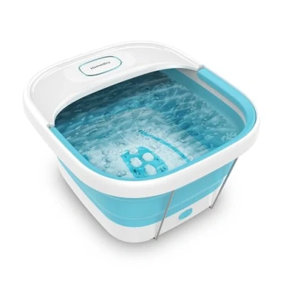 Image of HoMedics Collapsible Foot Massager Spa with Bubbles, Bath Maintains Heat HeatKeep Technology, Foldable Electric Footspa Machine Bubble Massage, Spas for Women &amp; Men