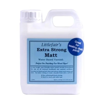 Image of Littlefair&#039;s Varnish for Wood 1ltr X Strong &amp; Fast Drying Water Based Interior Polyurethane Finish Lacquer Clear Coat Coating Protector Matt