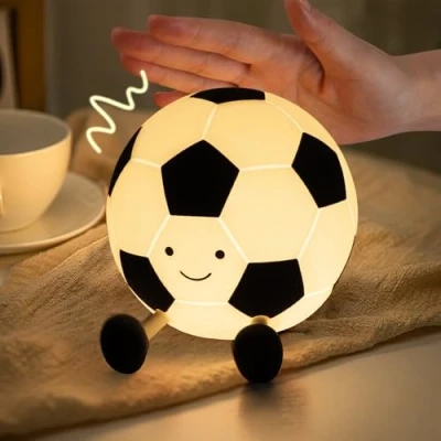 Image of YISUN Football Night Light, Light Kids, Rechargeable Dimmable Silicone Lamp, Portable with Touch Control and Timer, Children&#039;s Room Bedside Bedroom Table Decoration Lamp