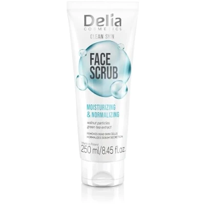 Image of Delia Cosmetics Clean Skin Moisturizing and Normalizing Facial Scrub Suitable for All Types Acne Prone Care Comprehensive Makeup Removal Vegan Formula 250ml