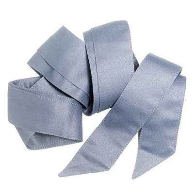 Image of Maya Deluxe Women&#039;s Belt Ladies Satin Sash Waist Tie Ribbon Bow Accessory for Bridesmaids Bridal Wedding Prom Evening Occasion, Dusty Blue, L XL