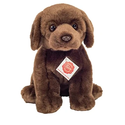 Image of Teddy Hermann 91958 Dog Labrador Sitting Dark Brown 9,8&quot;/25 cm, Soft Toy, Plush Toy