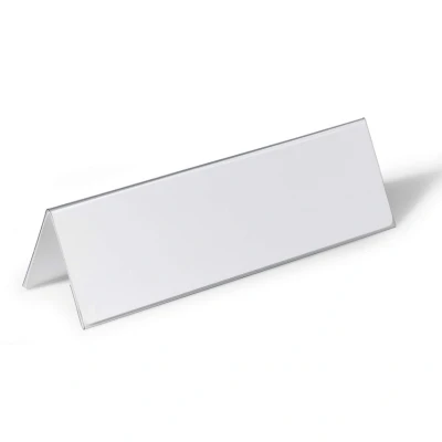 Image of Durable Table Place Name Holder 105 x 297 mm Transparent Pack of 25 Ideal for Meetings, Conferences, Events, etc.