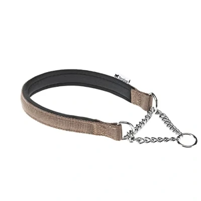 Image of Ferplast Daytona Dog Collar, Small Nylon Collar 45 cm, Padded, Anti Pull Collars for Dogs Training Brown