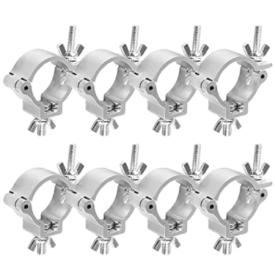Image of Stage Lighting Clamp,Forreen 8 Pieces Truss Clamp 48 51 mm Heavy Duty Aluminum Alloy O Light Load Bear 100KG Accessories for Par Spotlights Moving Head
