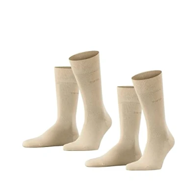Image of ESPRIT Men&#039;s Basic Easy 2 Pack M SO Cotton Plain Pairs Socks, Beige (Cream 4011), 8.5 11