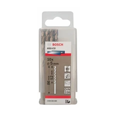 Image of Bosch 10x PRO Stainless Steel HSS Co Twist Drill Bit (for steel, Ø 5,00 mm, Professional Accessory Rotary Drill/Drivers)