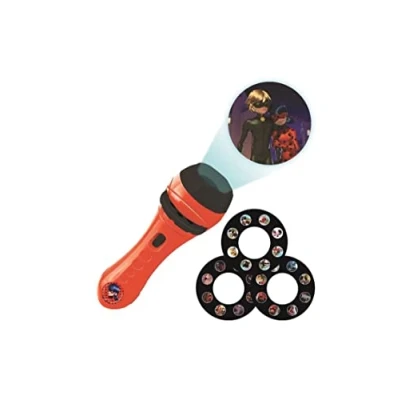 Image of LEXIBOOK Tales of Ladybug &amp; Cat Noir, Miraculous, Torch Light and Projector with 3 Discs, 24 Images, Create Your own Stories, LTC050MI