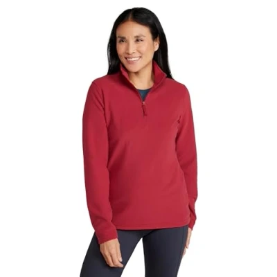 Image of Mountain Warehouse Camber Half Zip Women&#039;s Striped Fleece Lightweight, Warm &amp; Cosy Sweatshirt Top Best for Camping, Outdoors, Travelling Hiking Red M