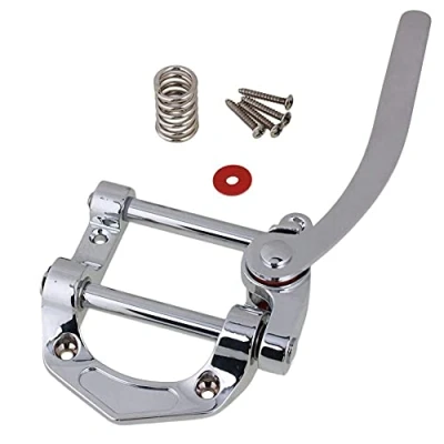 Image of Alnicov Guitar Tremolo Unit Vibrato Bridge,Vibrato Tailpiece for Tele,SG,LP,ETC Electric Guitars Chrome