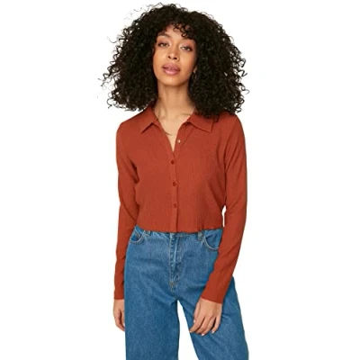 Image of Trendyol FeMan Slim fit Basic Shirt Collar Knit Blouse