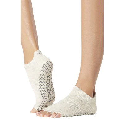 Image of Mens and Women&#039;s 1 Pair ToeSox Half Toe Organic Cotton Low Rise Yoga Socks Oatmeal M