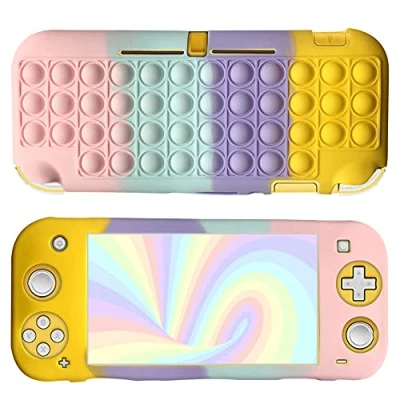 Image of SDTEK Case Compatible with Nintendo Switch Lite, Bubble Fidget Pop Soft Silicone Phone Cover (Yellow/Purple/Pink)